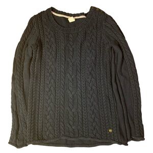 H&M Navy Blue Cable Knit Cotton Sweater - Shoulder Buttons - Size M